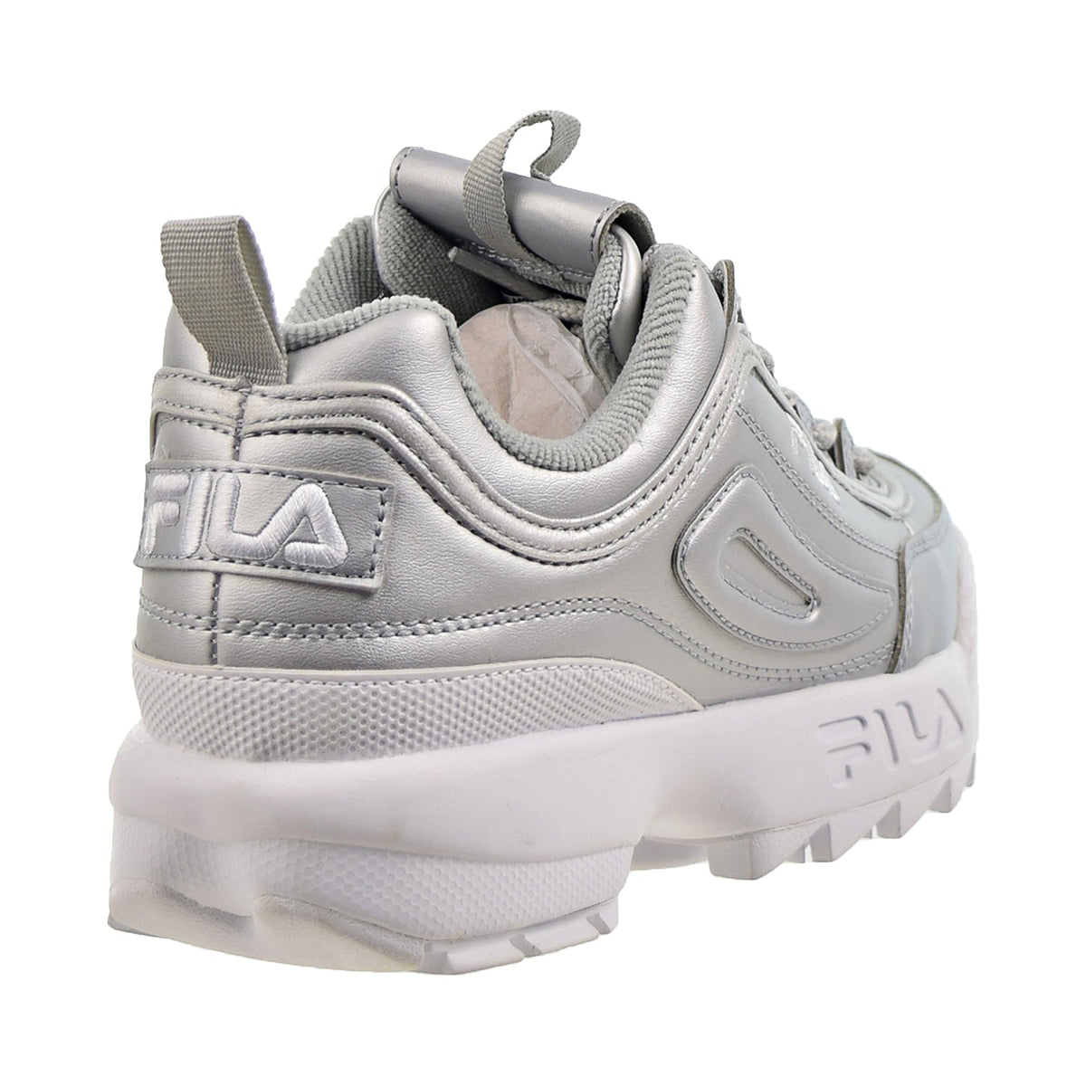 Fila Disruptor II Premium Women s Shoes Metallic Silver White Sports Plaza NY