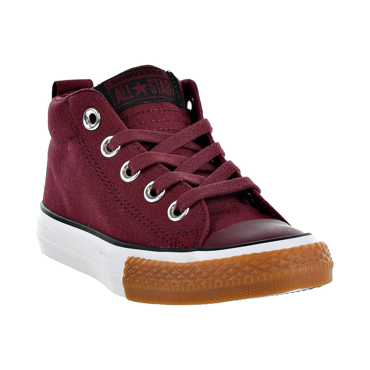 Little hot sale burgundy converse