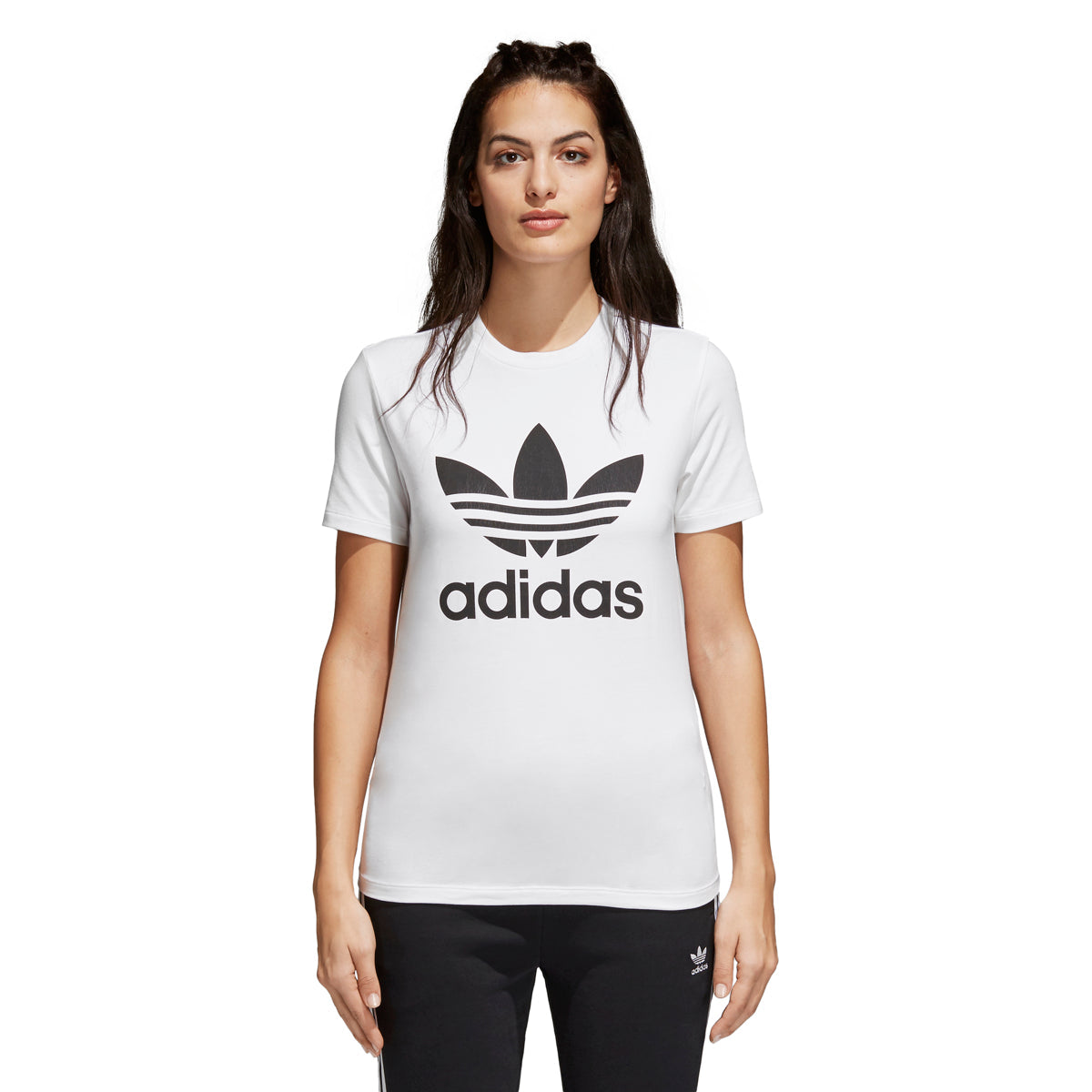 Originals Shirt Trefoil Plaza Tee – Adidas White/Black Women\'s Sports NY