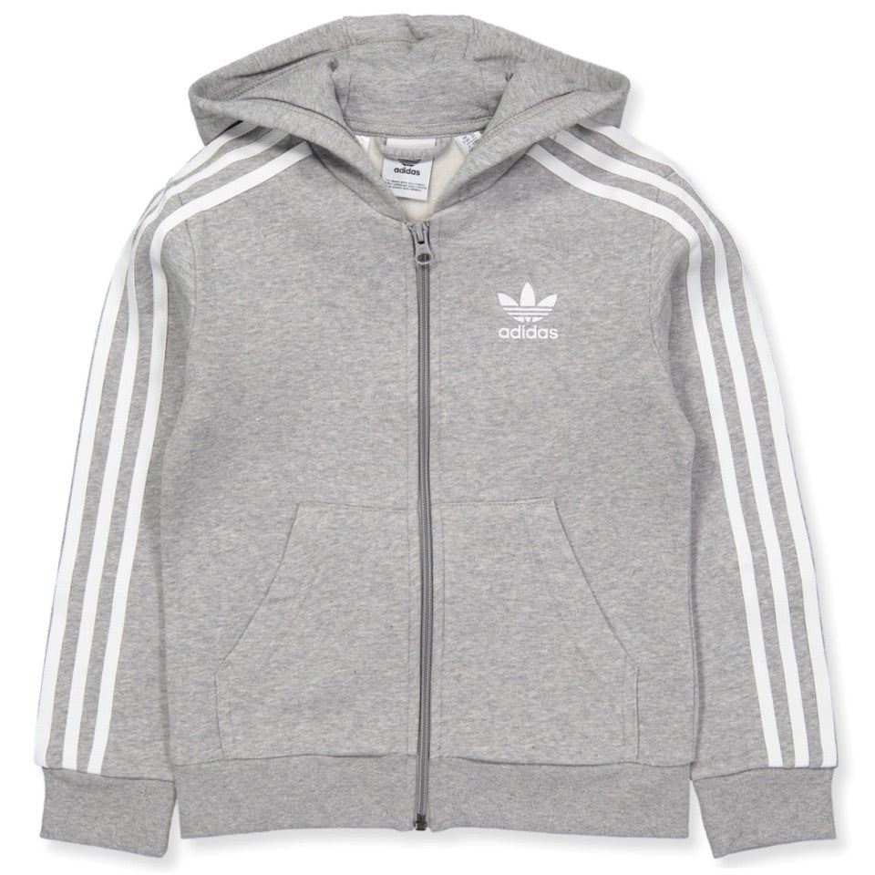 Adidas Youth Originals Full Zip Grey NY – Heather/White Plaza Hoodie Sports Medium