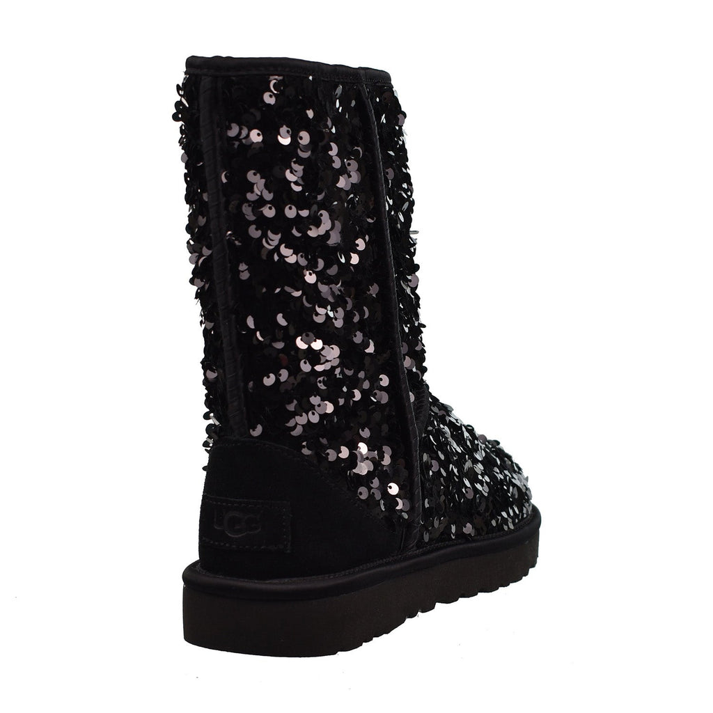 UGG Classic Short Chunky Sequin Women s Boots Black Sports Plaza NY