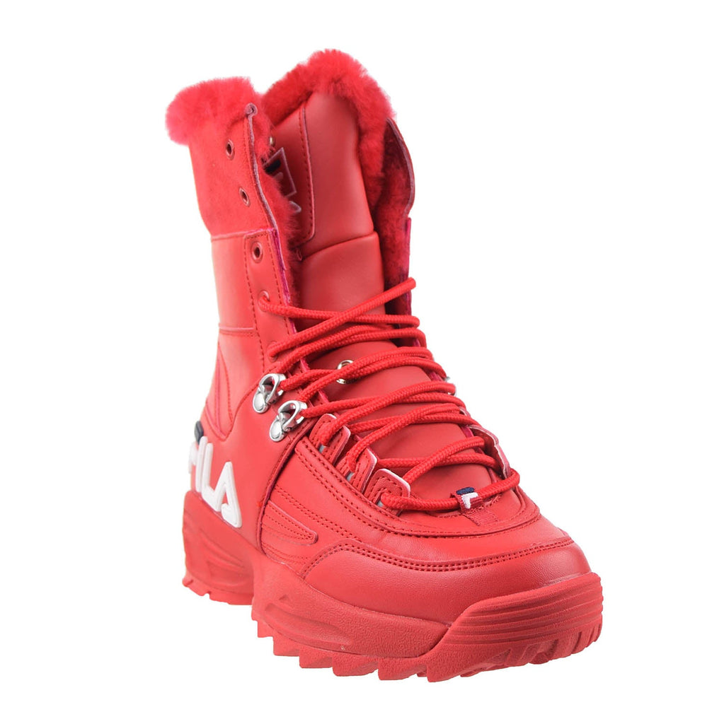 Red suede fila boots online