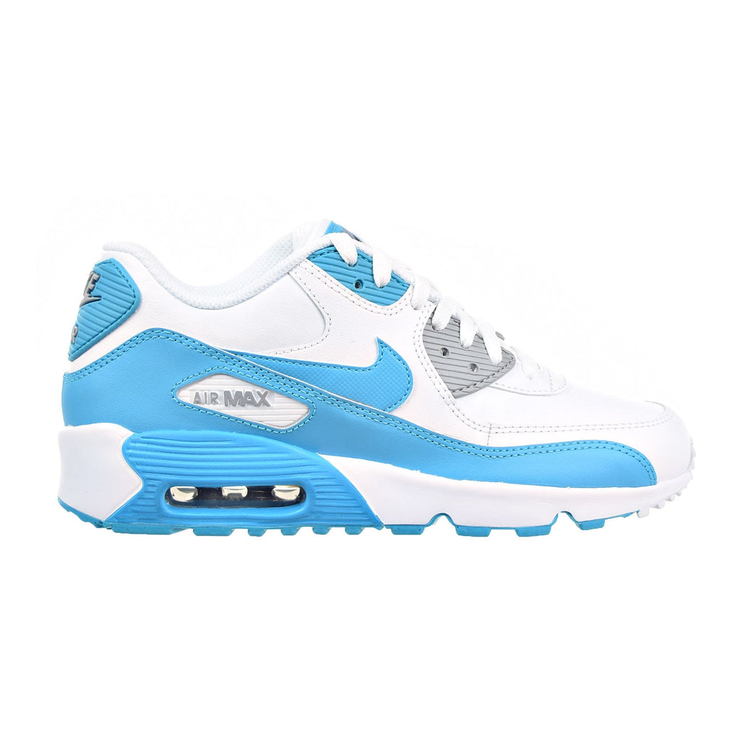 Nike Air Max 90 LTR Big Kid's Shoes White/Chlorine Blue/Wolf Grey