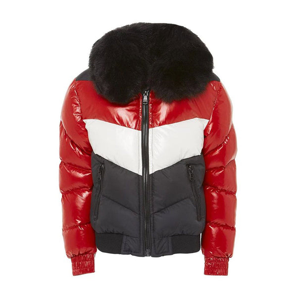 Jordan Craig Color Blocked Boys Puffer Jacket Red