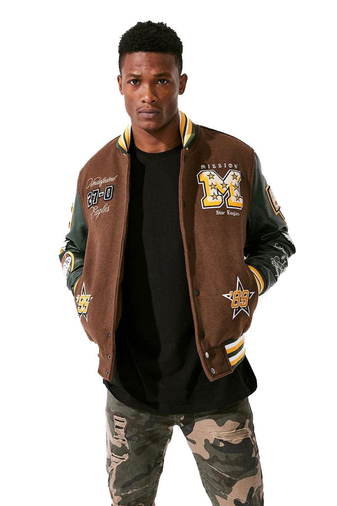 Jordan Craig Varsity Mission Men's Jacket Brown-Green