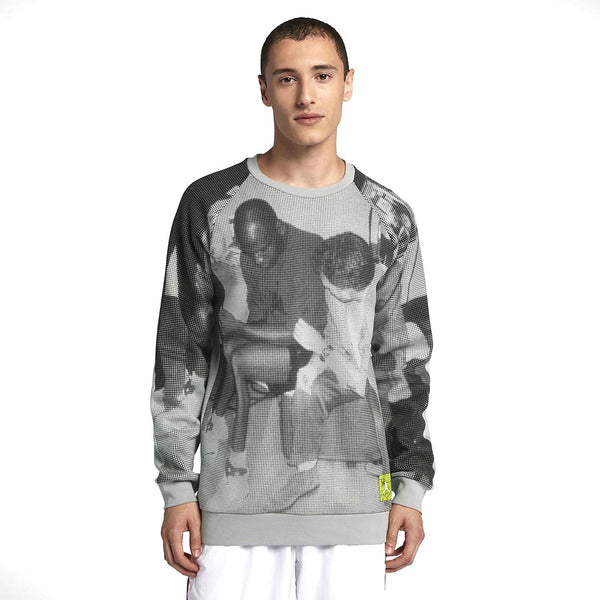 Air Jordan Men's Legacy Tinker Fleece Crew Sweatshirt Grey-Black