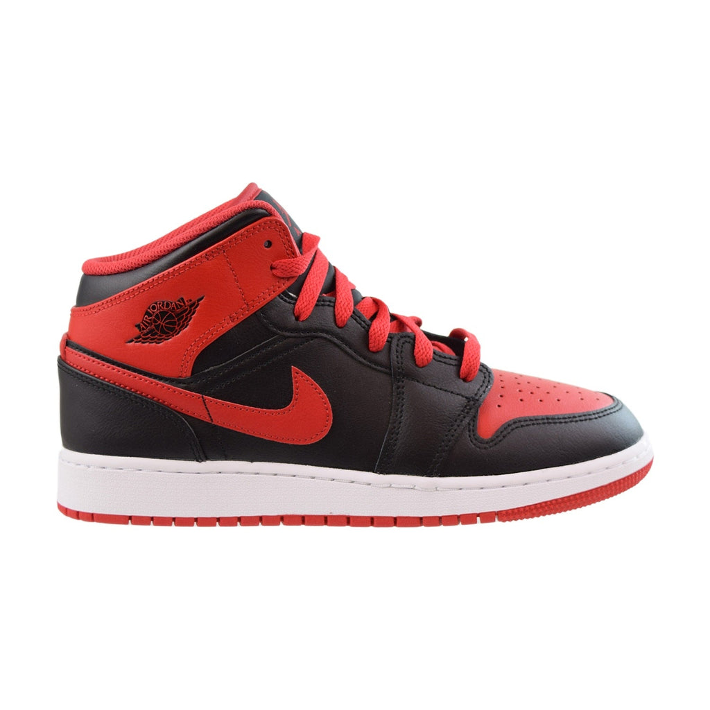 Jordan 1 Mid Alternate (GS) Big Kids' Shoes Black-Fire Red