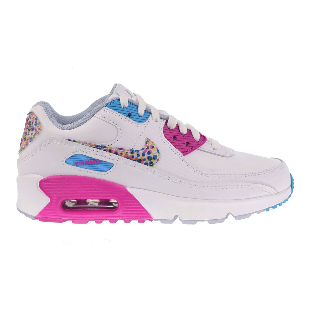 Nike Air Max 90 LTR SE (GS) Big Kids' Shoes White-Active Fuchsia-Blue Lightning