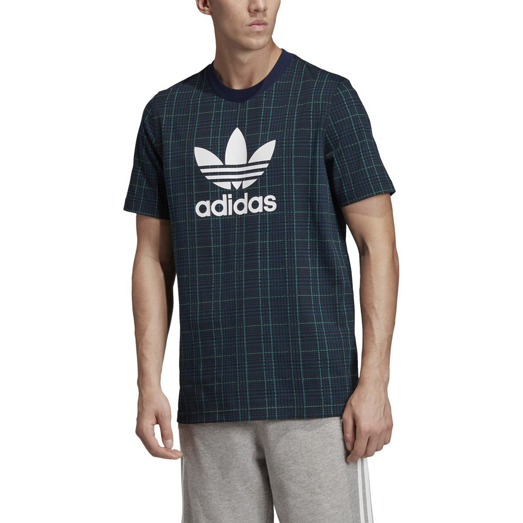 Adidas Tartan Allover Print Men's Tee Multicolor-Collegiate Navy