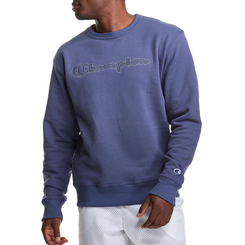 Champion Men's Classic Logo Powerblend Crewneck Sweatshirt Sky Blue