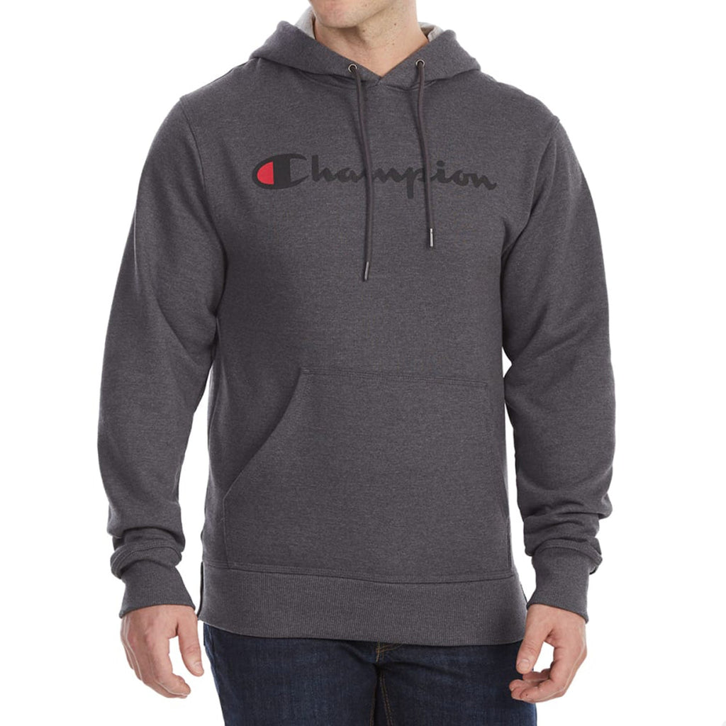 Champion Men's Powerblend Fleece Hoodie Script Logo Charcoal gf89h-y0679400c (Size M)