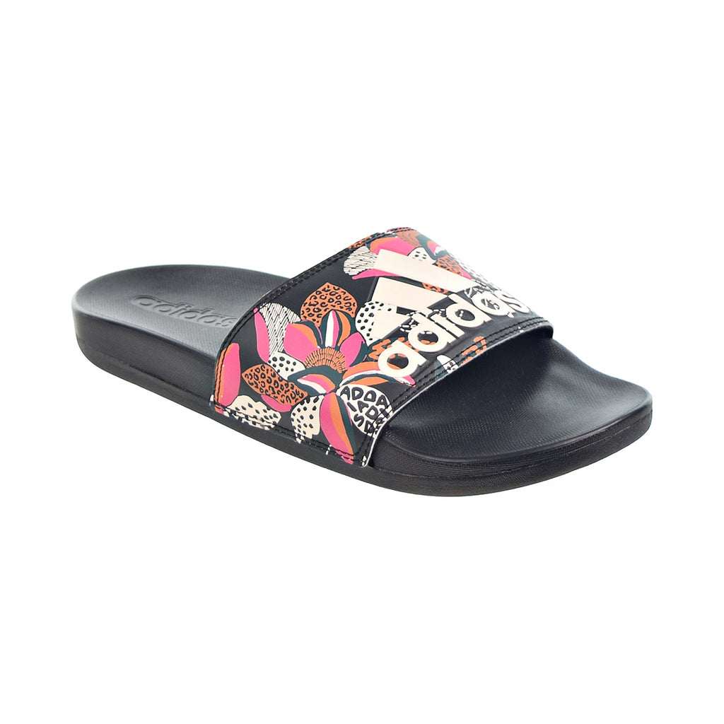 Adidas Adilette Comfort Women's Slides Core Black-Wonder White-Pink Floral