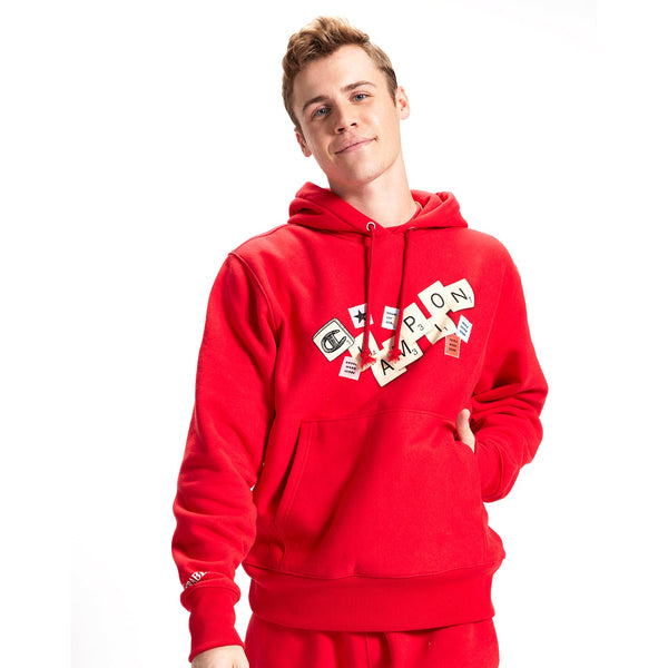 Champion Scrabble Reverse Weave Men's Pull-Over Hoodie Scarlet