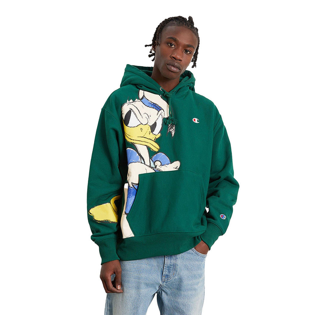 Champion Reverse Weave Disney Donald Duck Fleece Men's Hoodie Green-Multi