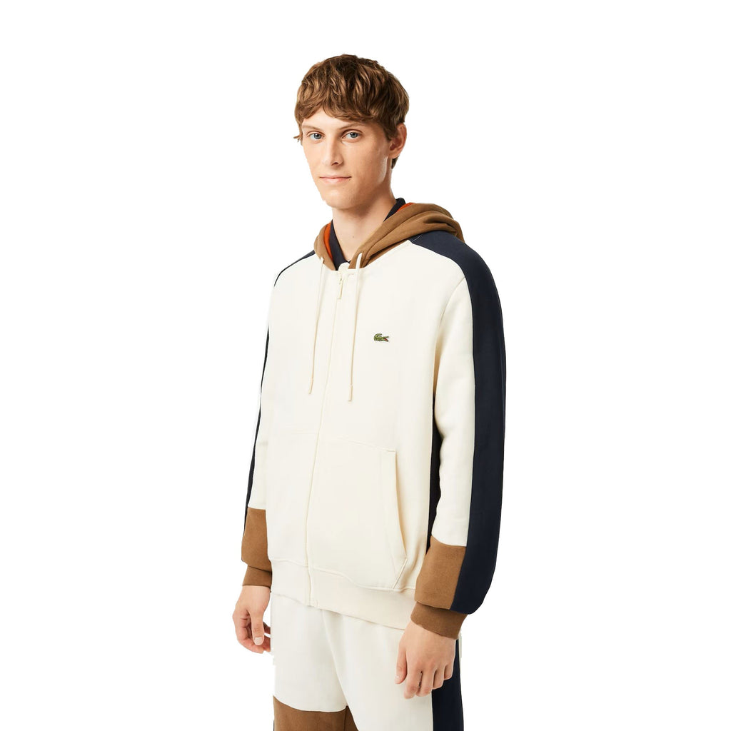 Lacoste Colorblock Men's Hoodie White-Brown-Navy Blue