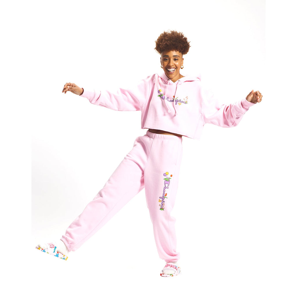 Champion Candy Land Reverse Weave Cropped Cut Off Hoodie Pink M