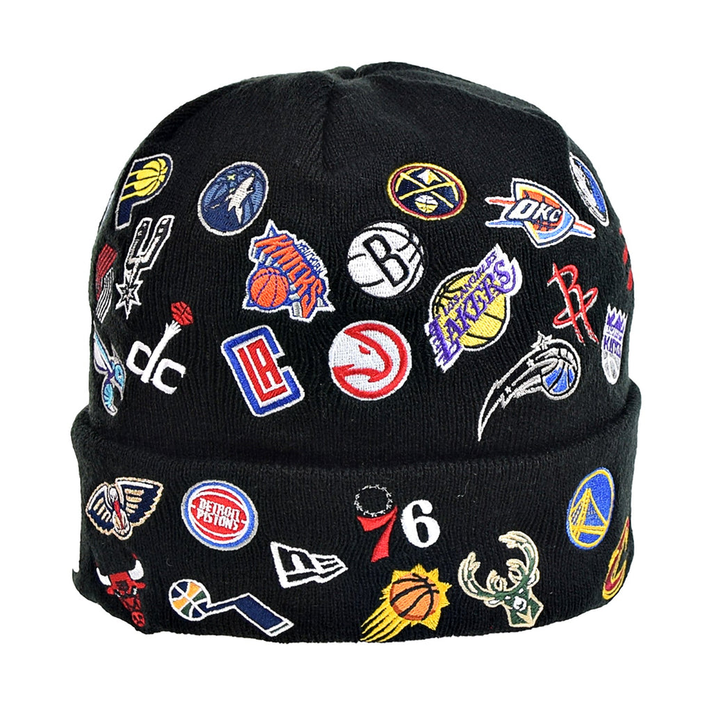 New Era NBA League All Over Logos Teams Knit Men's Beanie Black