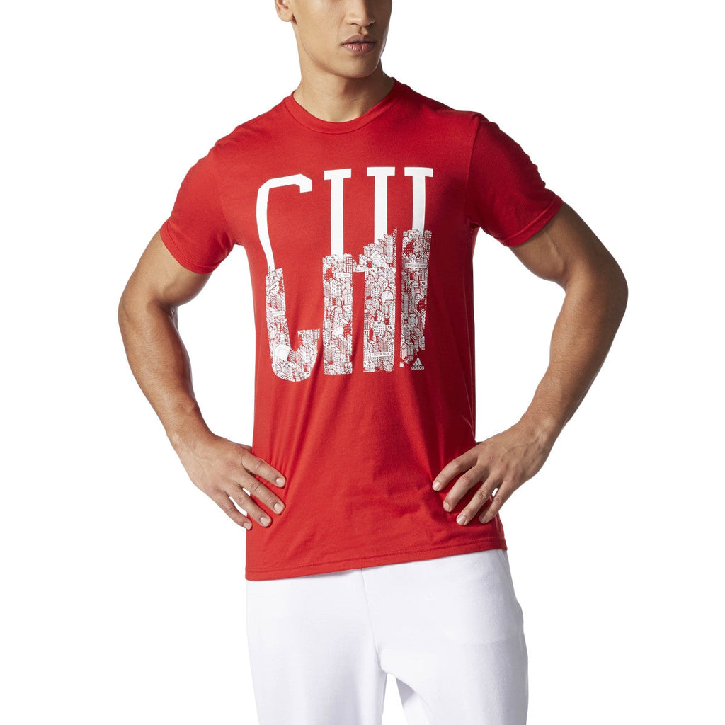 Adidas Originals Chicago Men\'s Training Sports Plaza – NY Scarlet/White T-Shirt
